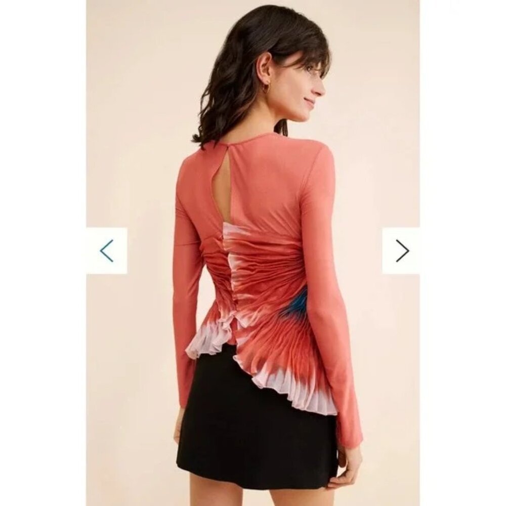 Geisha Designs Anthropologie 3D floral asymmetrical Unique Blouse Statement top - Picture 2 of 9